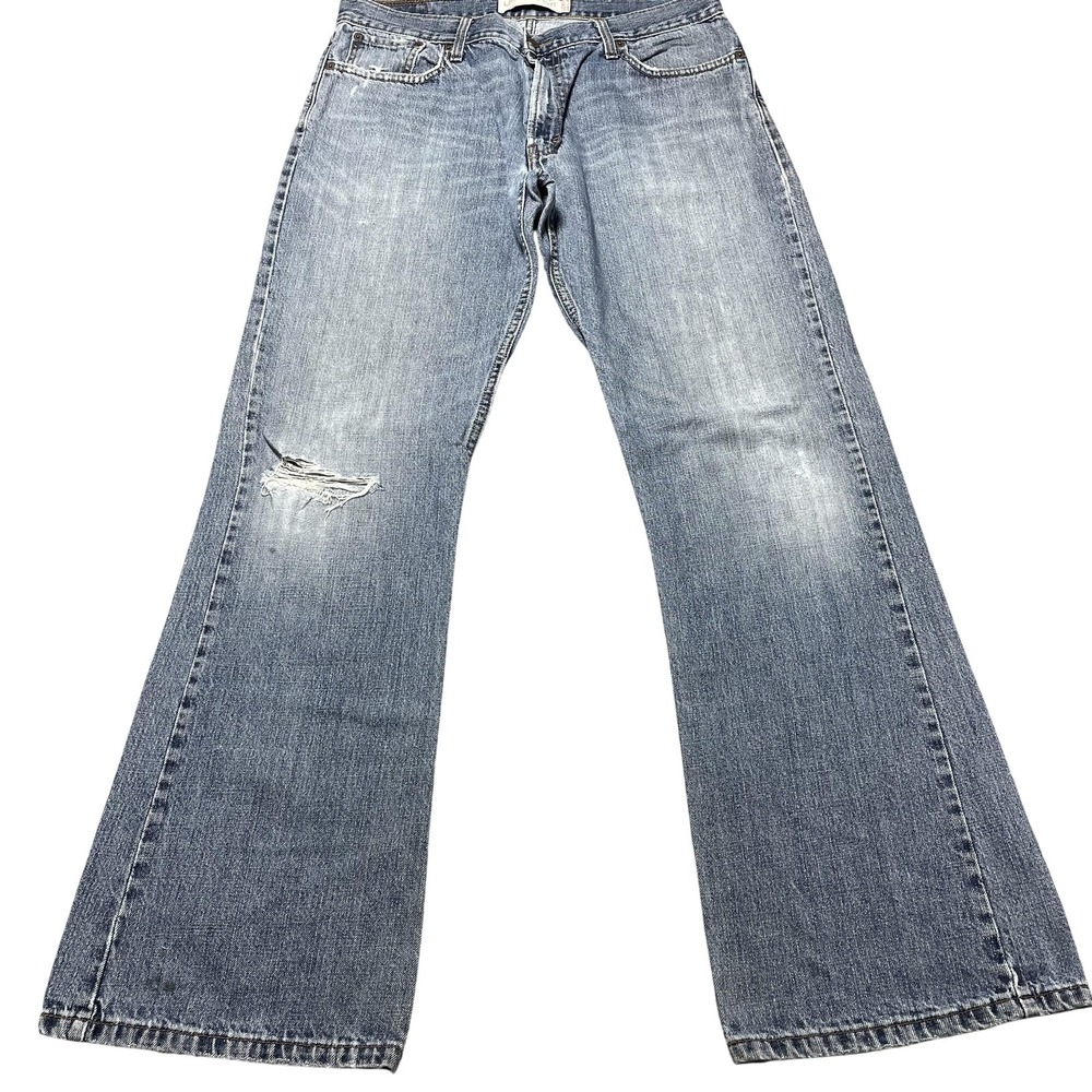 Vintage Y2K Levis 527 Bootcut Jeans Mens 36x34 Blue Light Wash Distressed Fade
